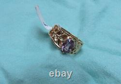 Vintage Soviet Russian Alexandrite Solid Rose Gold Ring 583 14K weight 5.10 gr