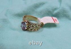 Vintage Soviet Russian Alexandrite Solid Rose Gold Ring 583 14K weight 5.10 gr