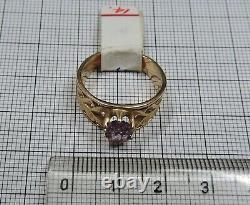 Vintage Soviet Russian Alexandrite Solid Rose Gold Ring 583 14K weight 5.10 gr