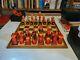Vintage Soviet Russian Babushka Chess Set Large Wood Pieces Painted 6.5 King