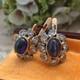 Vintage Soviet Russian Gold 583 14k Earrings Blue Sapphire Women's Jewelry Ussr