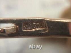 Vintage Soviet Russian GOLD 583 14K Earrings Blue Sapphire Women's Jewelry USSR