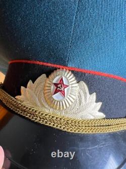Vintage Soviet Russian Officer Visor Hat USSR Army Cap Zarnitsa Moscow 1990s 90s
