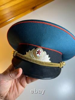 Vintage Soviet Russian Officer Visor Hat USSR Army Cap Zarnitsa Moscow 1990s 90s