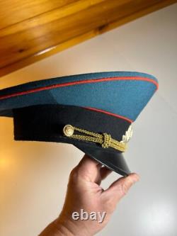 Vintage Soviet Russian Officer Visor Hat USSR Army Cap Zarnitsa Moscow 1990s 90s