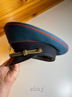 Vintage Soviet Russian Officer Visor Hat USSR Army Cap Zarnitsa Moscow 1990s 90s