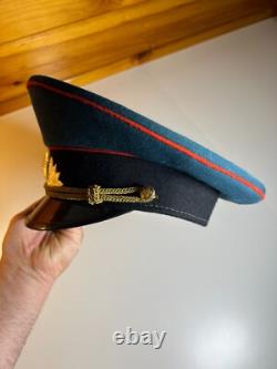 Vintage Soviet Russian Officer Visor Hat USSR Army Cap Zarnitsa Moscow 1990s 90s