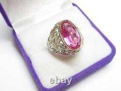 Vintage Soviet Russian Ring Sterling Silver 875 Amethyst USSR Jewelry Size 7