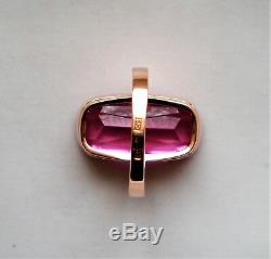 Vintage Soviet Russian Russia USSR 14K 583 Rose Gold Pink Tourmaline Ring 6.5 g