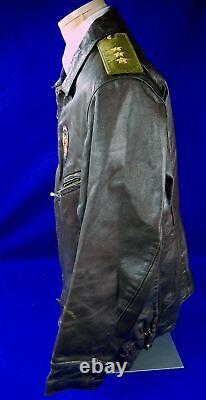 Vintage Soviet Russian Russia USSR Aviator Military Pilot Flight Leather Jacket