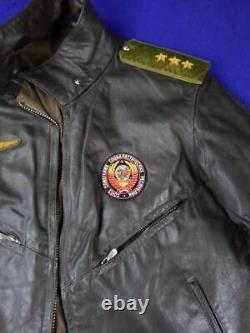 Vintage Soviet Russian Russia USSR Aviator Military Pilot Flight Leather Jacket