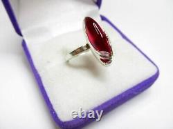 Vintage Soviet Russian Sterling Silver 925 Ring Ruby, Women's Jewelry Size 7.25