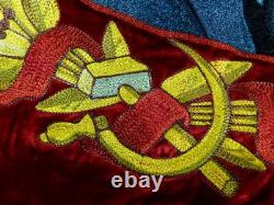 Vintage Soviet Russian USSR Ukrainian Ukraine Large Velvet Red Flag Banner