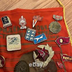 Vintage Soviet Russian Wwii Military Pins Medals Buttons Collection Flag