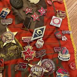 Vintage Soviet Russian Wwii Military Pins Medals Buttons Collection Flag