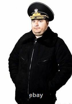 Vintage Soviet Russian uniform pilot coat (sheepskin)+hat, style WW-2