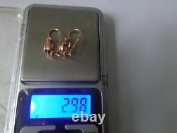 Vintage Soviet Solid Rose Gold Earrings 14K 583 Alexandrite 2.97 gr Russian USSR