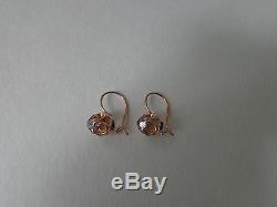 Vintage Soviet Solid Rose Gold Earrings 14K 583 Alexandrite 3.91 gr Russian USSR