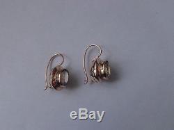 Vintage Soviet Solid Rose Gold Earrings 14K 583 Aquamarine 5.24 gr Russian USSR
