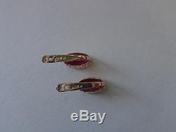 Vintage Soviet Solid Rose Gold Earrings 14K 583 Ruby 6.43 gr Russian USSR