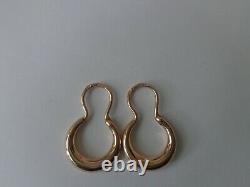 Vintage Soviet Solid Rose Gold Earrings 14K 583 Star Hammer Russian USSR 2.58 gr