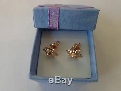 Vintage Soviet Solid Rose Gold Earrings 14K 583 Star Hammer Russian USSR 3.32 gr