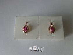 Russian rose pink Soviet 14k 585 gold USSR Vintage leaf earrings vens032 585 Russian Gold  Earrings Solid Rose Gold  583 Jewelry