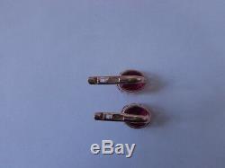 Vintage Soviet Solid Rose Gold Earrings 14K 583 Star Ruby 5.04 gr Russian USSR