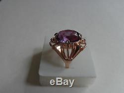 Vintage Soviet Solid Rose Gold Ring 14K 583 Alexandrite Size 8.5 Russian USSR