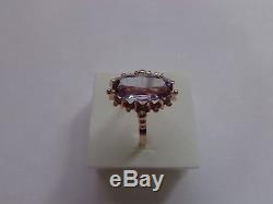 Vintage Soviet Solid Rose Gold Ring 14K 583 Alexandrite US Size 9 Russian USSR