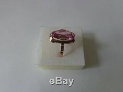 Vintage Soviet Solid Rose Gold Ring 14K 583 Star Ruby US Size 6.75 Russian USSR