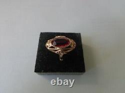 Vintage Soviet Solid Rose Gold Ring 14K 583 Star Ruby US Size 7.25 Russian USSR