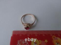 Vintage Soviet Solid Rose Gold Ring 14K 583 Star Ruby US Size 9.25 Russian USSR