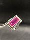 Vintage Soviet Tourmaline Ring Russian Sterling Silver 875 Size 6.5ussr