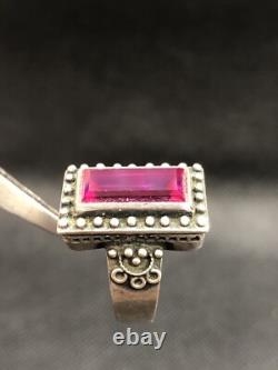 Vintage Soviet Tourmaline Ring Russian Sterling Silver 875 Size 6.5USSR