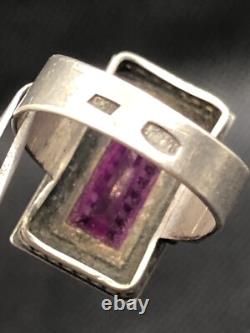 Vintage Soviet Tourmaline Ring Russian Sterling Silver 875 Size 6.5USSR