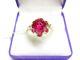 Vintage Soviet Ussr Ring Sterling Silver 925 Gold Plated Ruby Women's Size 9.5
