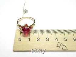 Vintage Soviet USSR Ring Sterling Silver 925 Gold Plated Ruby Women's Size 9.5