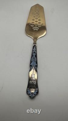 Vintage Soviet USSR Russian 875 silver enamel cake server raised Kremlin