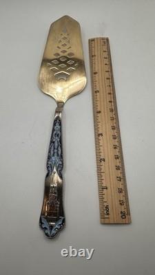 Vintage Soviet USSR Russian 875 silver enamel cake server raised Kremlin