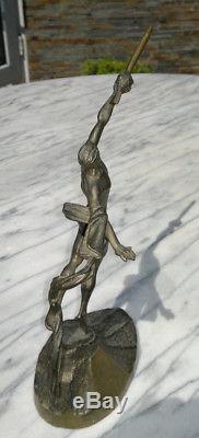 Vintage Soviet USSR Russian Bronze Astronaut Figure Statue Space Yuri Gagarin