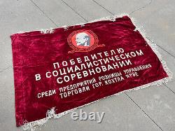 Vintage Soviet Union Russian Russia USSR Large Velvet Red Flag Banner