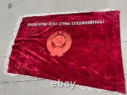 Vintage Soviet Union Russian Russia USSR Large Velvet Red Flag Banner