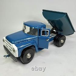 Vintage Soviet Zil 130 21 Dump Truck Russian USSR Blue Pressed Steel Toy
