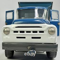 Vintage Soviet Zil 130 21 Dump Truck Russian USSR Blue Pressed Steel Toy