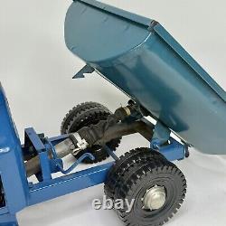 Vintage Soviet Zil 130 21 Dump Truck Russian USSR Blue Pressed Steel Toy