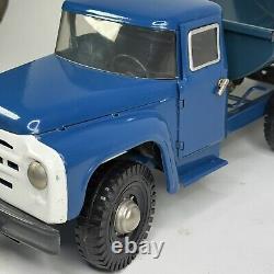 Vintage Soviet Zil 130 21 Dump Truck Russian USSR Blue Pressed Steel Toy