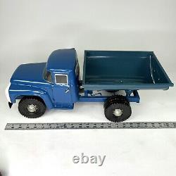 Vintage Soviet Zil 130 21 Dump Truck Russian USSR Blue Pressed Steel Toy