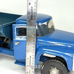 Vintage Soviet Zil 130 21 Dump Truck Russian USSR Blue Pressed Steel Toy