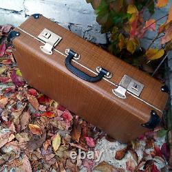 Vintage Suitcase Russian Soviet USSR Small Brown Locking Travel Accs, Retro